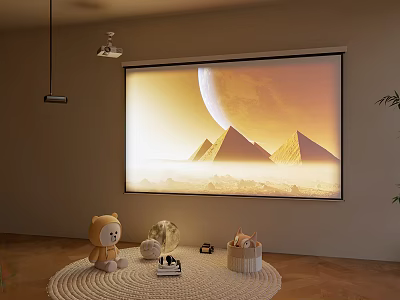 Home Projection Monitoring System in Cozy Living Room 3d model