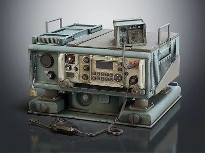 Vintage Electronic Communication Device With Control Panel Buttons Knobs And Cables 3d model