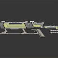 Futuristic Sci Fi Weapon With Metallic Frame Neon Blue Accents And Advanced Barrel Design