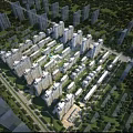 Aerial Planning of Modern Residential Area With High Rise Buildings Green Spaces And Road Networks