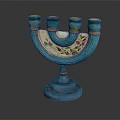 Turquoise Arched Candelabra With Four Candle Holders And Floral Patterns