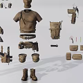 Military Soldier Character With Tactical Gear Helmet Vest Weapons And Accessories