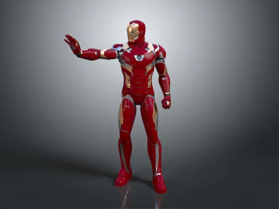 Red and Gold Iron Man Superhero Character in High Tech Armor Suit 3d model