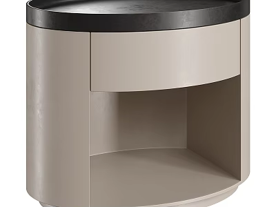 Modern Bedside Table With Black Top And Light Gray Body Drawer And Open Shelf Storage 3d model