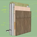 Building Component Wall Structure Featuring Wooden Panels Metal Frame And Insulation Layers 3d model
