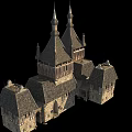 Historic Medieval Architecture With Pointed Towers Stone Walls And Wooden Frames
