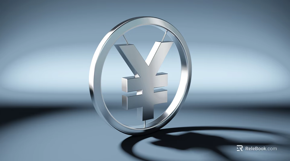 Commercial Equipment With Yen Symbol Enclosed In Metallic Ring Design 3d model 