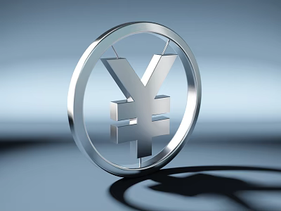 Commercial Equipment With Yen Symbol Enclosed In Metallic Ring Design 3d model