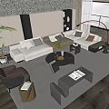 Modern L Shaped Beige Sofa Set With Round Coffee Table Throw Pillows And Floor Lamp