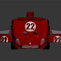 Red Racing Car With Number 22 Open Hood And Exposed Engine On Reflective Surface 3d model
