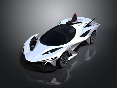 White Futuristic Supercar With Sleek Aerodynamic Design Sporty Styling And Alloy Wheels 3d model