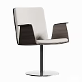 Modern Single Chair with Wooden Armrests Upholstered Seat and Metal Base Design
