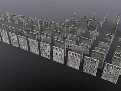 Decorative Stone Wall Decor With Various Designs And Window Patterns For Indoor Use 3d model