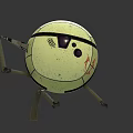 Pale Green Spherical Mechanical Robot With Metal Legs And Surface Line Details