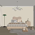 Cozy Bedroom Interior Design With Plush Bed Chandelier Floor Lamp And Stuffed Toys
