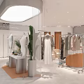 Elegant Clothing Store Interior With Window Display Mannequins And White Decor 3d model