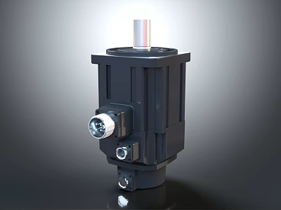 Industrial Motor Equipment With Black Housing Silver Shaft And Side Connector 3d model
