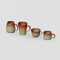Ceramic Cups And Mugs With Gradient Color In Different Sizes Design 3d model