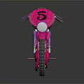 Pink Vintage Motorcycle With Number 5 And Wallys Roses Design