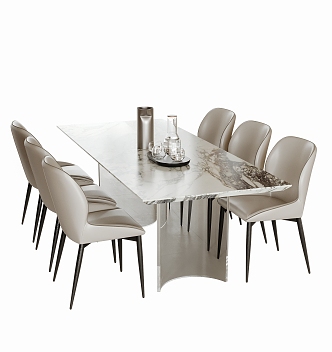 Modern Dining Table and Chair Combination 3d model