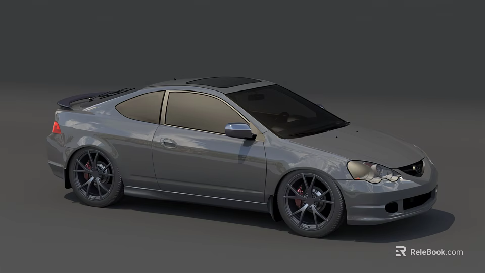 Gray Two Door Sports Car With Black Roof Sleek Aerodynamic Design And Black Wheels 3d model 
