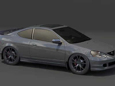 Gray Two Door Sports Car With Black Roof Sleek Aerodynamic Design And Black Wheels 3d model