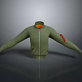 Green Daily Use Jacket With Zipper Closure Orange Lining And Red Patch Design 3d model