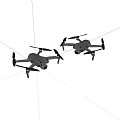 Two Gray Drones With Cameras Displayed On White Background 3d model