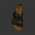Comfortable Casual Dark Brown Sandals With Double Buckle Straps And Cork Footbed