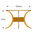 Yellow Round Outdoor Table With Mesh Top And Curved Lattice Accent Legs