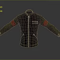 Black Leather Jacket With Red Striped Sleeves Front Zipper And Logo Design
