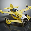 Yellow Fighter Jet Concept Design With Multiple Wing Mounted Engines And Bright Yellow Body