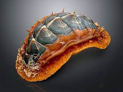 Spiny Marine Animal With Orange And Blue Striped Shell And Spiked Surface 3d model