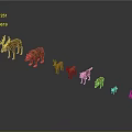 Colorful Animal Figurines Including Deer Bear Fox And Smaller Species On Gray Background