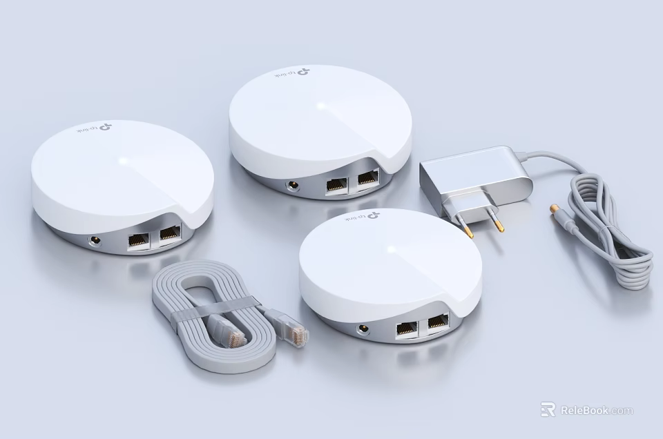 White Round USB Hub with Multiple Ports Charger and Data Cable for Desktop Computer Accessories 3d model 