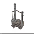 Industrial Building Structure With Two Tall Chimneys Metal Pipes And Platforms