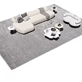 Modern Sofa Coffee Table Set With Grey Area Rug And Decorative Throw Pillows 3d model