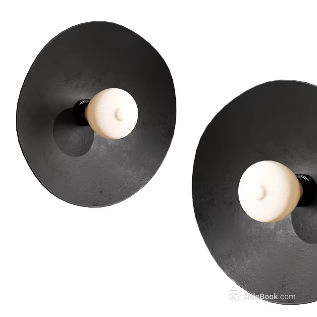Minimalist Black Wall Sconces With Circular Base And White Spherical Bulbs 3d model