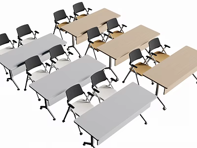 Modern Meeting Tables With Black Chairs For Office Conference Room Setup 3d model