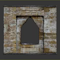 Rustic Brick Fireplace Interior Component With Arch Design And Stone Mantel