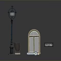 Vintage Decorative Lighting Combinations With Lamp Post Window Frame Light And Sign 3d model