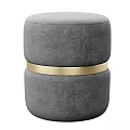 Modern Beige Sofa Stool With Gold Metal Ring And Elegant Design