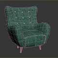 Teal Upholstered Armchair With Button Tufted Back And Brown Wooden Legs