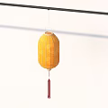 Traditional Yellow Hanging Lantern As Daily Life Item With Red Tassel And White Background