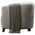 Gray Modern Single Sofa With Comfortable Fabric And Knitted Blanket