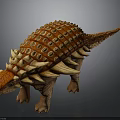 Realistic Ankylosaurus Dinosaur 3D Model With Orange Armor Spikes And Texture