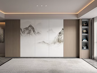 New Chinese background wall Living room background wall 3d model