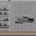 Elegant Modern Wine Cabinet Interior Design With Open Shelves Marble Counter and Glass Doors