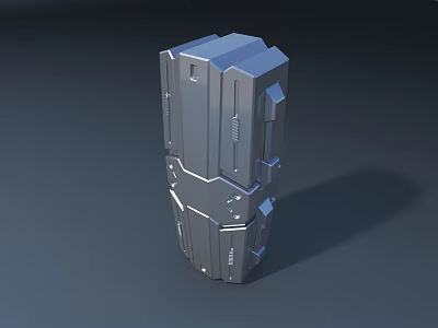 Industrial Equipment Metallic Mechanical Structure With Geometric Panels Silver Gray Finish 3d model