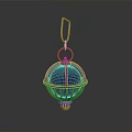 Elegant Silver Pendant With Blue Sphere And Intricate Cage Structure Design